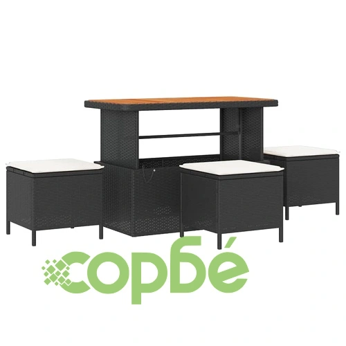 Градински комплект мебели 10 части полиратан черен/крем 110x55x71 см ➤ топ цена ➤ sorbe.bg