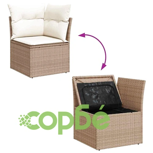 Градински комплект мебели 12 части от полиратан и акация 100x100x71 см бежов ➤ топ цена ➤ sorbe.bg