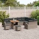 Градински диван комплект 12 части сив полиратан акация 80x80x71 см