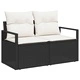 Градински комплект диван 9 части с възглавници черен полиратан 80x80 см