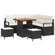 Градински комплект от 8 части с възглавници - черен полиратан и акация 80x80x71 см