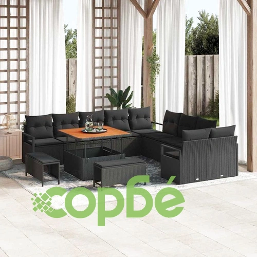 Градински комплект мебели 13 части полиратан акация черен 100x100x71 см ➤ топ цена ➤ sorbe.bg