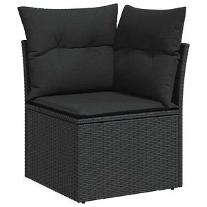 Градински комплект мебели 9 части черен полиратан акация 80x80x71 см