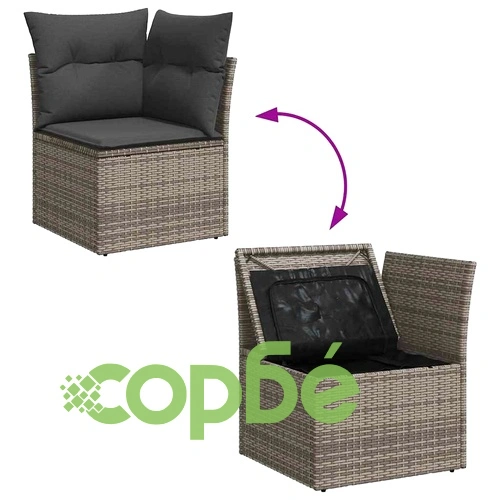 Градински комплект мебели 12 части сив полиратан акация 100x100x71 см ➤ топ цена ➤ sorbe.bg