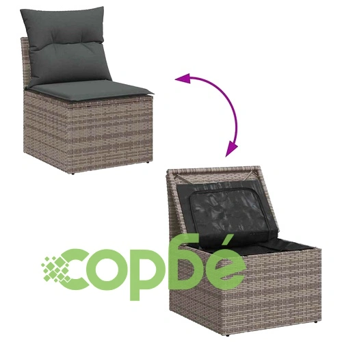 Градински комплект мебели 12 части сив полиратан акация 100x100x71 см ➤ топ цена ➤ sorbe.bg