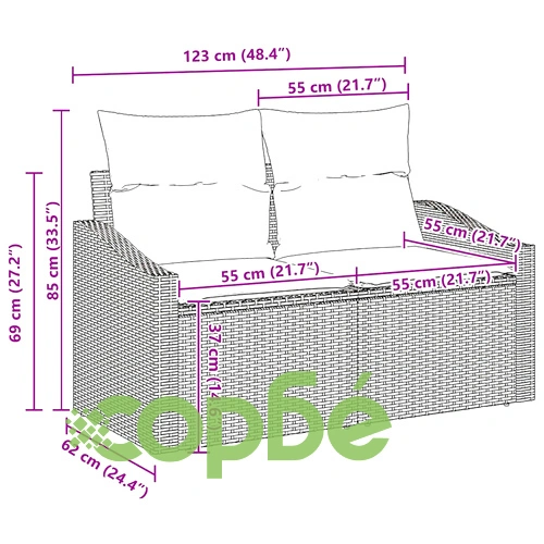 Градински Софа Комплект 12 части от Полиратан и Акация 80x80x71 см Бежов ➤ топ цена ➤ sorbe.bg