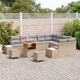 Градински комплект мебели от полиратан 12 части с възглавници - бежов и светло сив