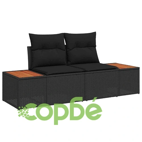 Градински комплект мебели 8 части с възглавници черен полиратан 80x80x71 см ➤ топ цена ➤ sorbe.bg