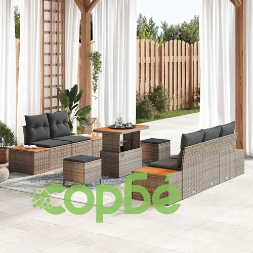 Градински комплект мебели 8 части от полиратан светло и тъмно сиво 90x55x71 см ➤ топ цена ➤ sorbe.bg