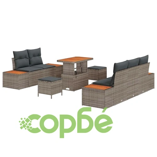 Градински комплект мебели 8 части от полиратан светло и тъмно сиво 90x55x71 см ➤ топ цена ➤ sorbe.bg