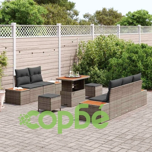 Градински комплект мебели 8 части от полиратан светло и тъмно сиво 90x55x71 см ➤ топ цена ➤ sorbe.bg