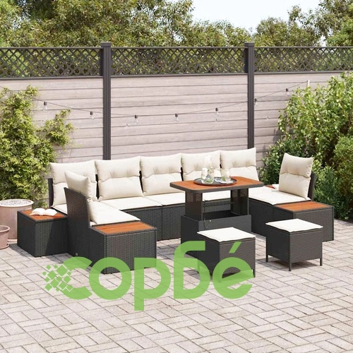Градински комплект мебели 10 части от полиратан черен и кремав 90x55x71 см ➤ топ цена ➤ sorbe.bg