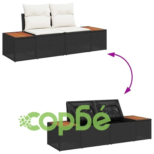 Градински комплект мебели 10 части от полиратан черен и кремав 90x55x71 см ➤ топ цена ➤ sorbe.bg