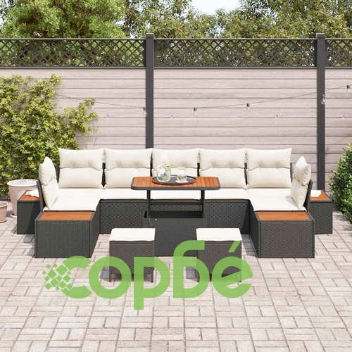 Градински комплект мебели 10 части от полиратан черен и кремав 90x55x71 см ➤ топ цена ➤ sorbe.bg