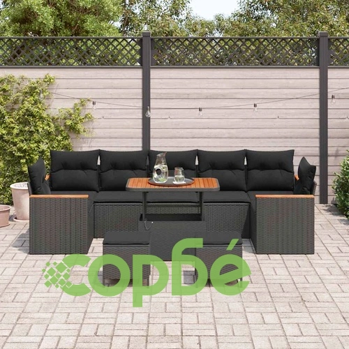 Градински комплект мебели 10 части черен полиратан 90x55x71 см ➤ топ цена ➤ sorbe.bg