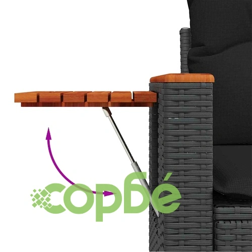 Градински комплект мебели 9 части с възглавници черен полиратан акация ➤ топ цена ➤ sorbe.bg