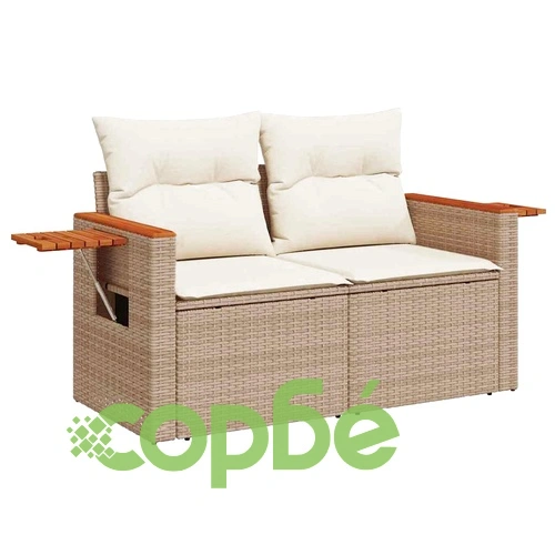 Градински комплект мебели 13 части с възглавници бежово полиратан акация ➤ топ цена ➤ sorbe.bg