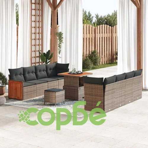 Градински комплект мебели 11 части полиратан сив 80x80x71 см ➤ топ цена ➤ sorbe.bg