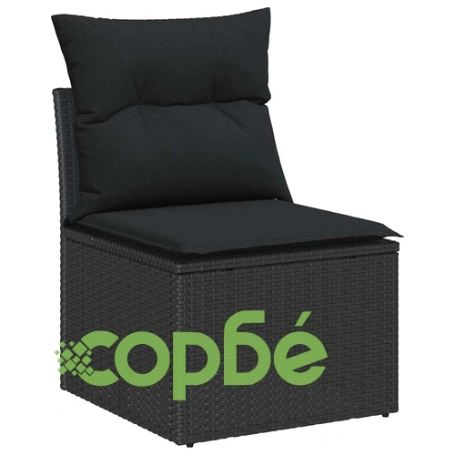 Градински комплект мебели 11 части черен полиратан 90x55x71 см с възглавници ➤ топ цена ➤ sorbe.bg