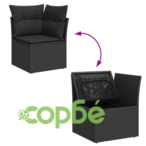 Градински комплект мебели 13 части полиратан черен 110x55x71 см с възглавници ➤ топ цена ➤ sorbe.bg