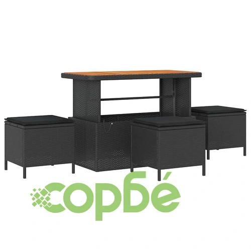 Градински комплект мебели 13 части полиратан черен 110x55x71 см с възглавници ➤ топ цена ➤ sorbe.bg