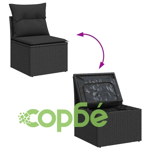 Градински комплект мебели 13 части полиратан черен 80x80x71 см с възглавници ➤ топ цена ➤ sorbe.bg