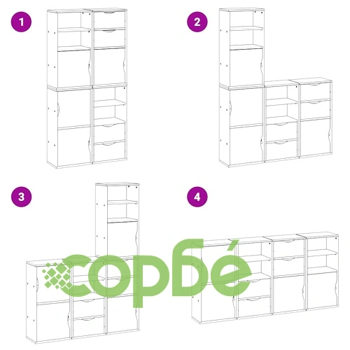 Странични шкафове ODDA 4 бр. 40x24x79 см от масивна борова дървесина ➤ топ цена ➤ sorbe.bg