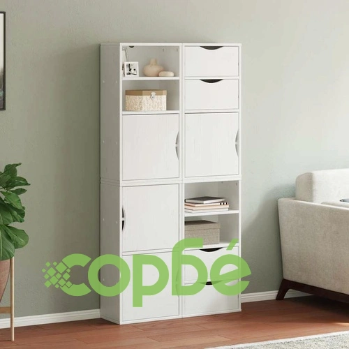 Комплект от 4 странични шкафа ODDA, бели, 40x24x79 см, от масивна борова дървесина ➤ топ цена ➤ sorbe.bg