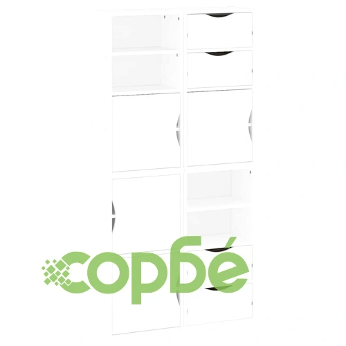 Комплект от 4 странични шкафа ODDA, бели, 40x24x79 см, от масивна борова дървесина ➤ топ цена ➤ sorbe.bg