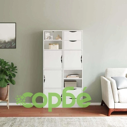 Комплект от 4 странични шкафа ODDA, бели, 40x24x79 см, от масивна борова дървесина ➤ топ цена ➤ sorbe.bg