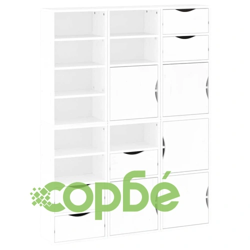 Комплект 6 бр. Странични Шкафове ODDA от Масивно Борово Дърво - Бял, 40x24x79 cm ➤ топ цена ➤ sorbe.bg