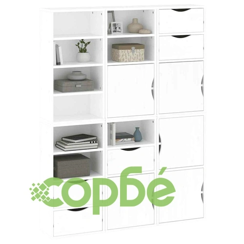 Комплект 6 бр. Странични Шкафове ODDA от Масивно Борово Дърво - Бял, 40x24x79 cm ➤ топ цена ➤ sorbe.bg