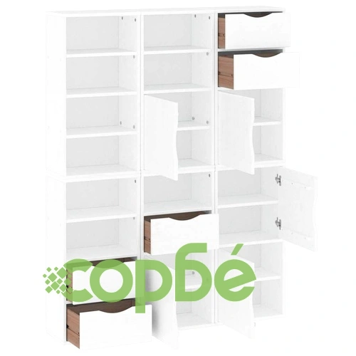 Комплект 6 бр. Странични Шкафове ODDA от Масивно Борово Дърво - Бял, 40x24x79 cm ➤ топ цена ➤ sorbe.bg