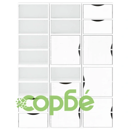 Комплект 6 бр. Странични Шкафове ODDA от Масивно Борово Дърво - Бял, 40x24x79 cm ➤ топ цена ➤ sorbe.bg