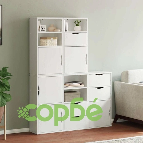 Комплект 5 Странични Шкафа ODDA от Масивна Борова Дървесина - Бял, 40x24x79 cm ➤ топ цена ➤ sorbe.bg