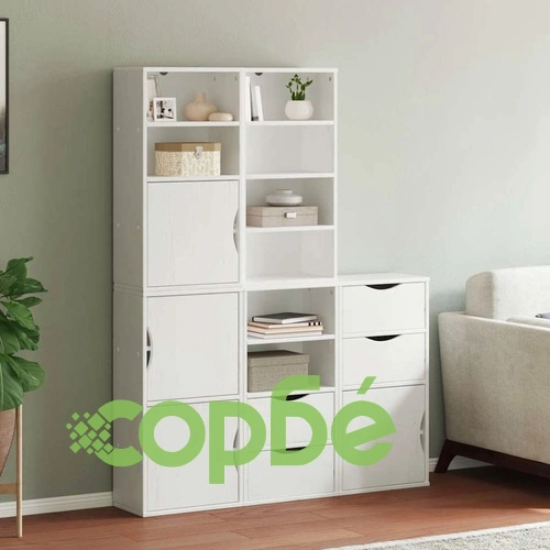 Комплект от 5 Странични Шкафа ODDA, Бял, 40x24x79 см, от Масивна Борова Дървесина ➤ топ цена ➤ sorbe.bg