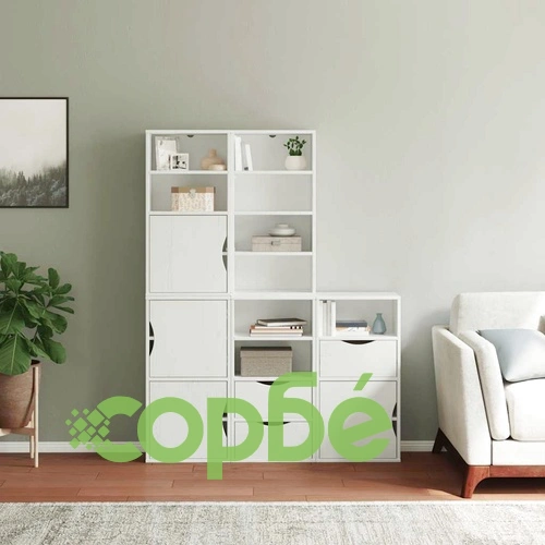 Комплект 5 бр. Странични Шкафове ODDA от Масивно Борово Дърво - Бял, 40x24x79 cm ➤ топ цена ➤ sorbe.bg