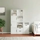 Комплект 5 бр. Странични Шкафове ODDA от Масивно Борово Дърво - Бял, 40x24x79 cm