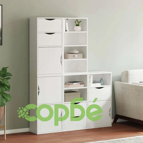 Комплект 5 Странични Шкафа ODDA от Масивна Борова Дървесина, Бял, 40x24x79 cm ➤ топ цена ➤ sorbe.bg