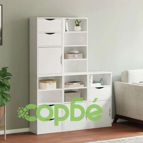 Комплект от 5 Странични Шкафа ODDA, Бял, 40x24x79 см, Масивна Борова Дървесина ➤ топ цена ➤ sorbe.bg