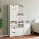Комплект от 5 Странични Шкафа ODDA, Бял, 40x24x79 см, Масивна Борова Дървесина