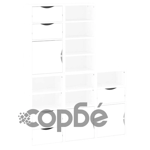 Комплект от 5 Странични Шкафа ODDA, Бял, 40x24x79 см, Масивна Борова Дървесина ➤ топ цена ➤ sorbe.bg