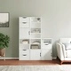 Комплект от 5 Странични Шкафа ODDA, Бял, 40x24x79 см, Масивна Борова Дървесина