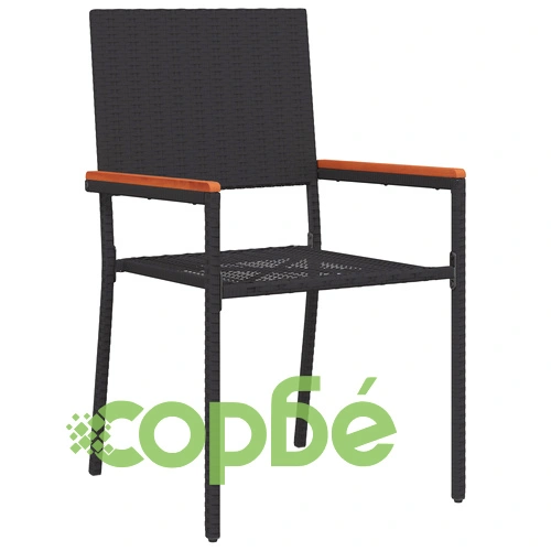 9-членен Градински Комплект за Хранене от Черен Поли Ратан ➤ топ цена ➤ sorbe.bg