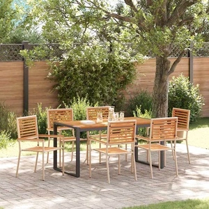 Комплект за градина за хранене 7 части, полиратан и акациево дърво, 160 x 80 x 75 см