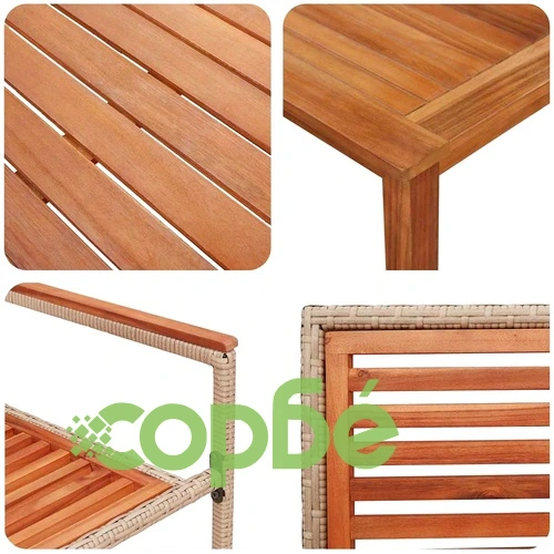 Комплект за хранене в градината 3 части - маса и столове от полиратан, бежов цвят 85x85 см ➤ топ цена ➤ sorbe.bg