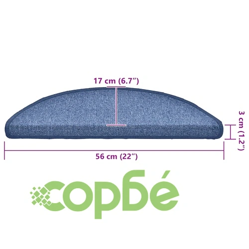 Изтривалки за стълби от PP тъфтинг - 30 бр., сини, 56x17x3 cm ➤ топ цена ➤ sorbe.bg