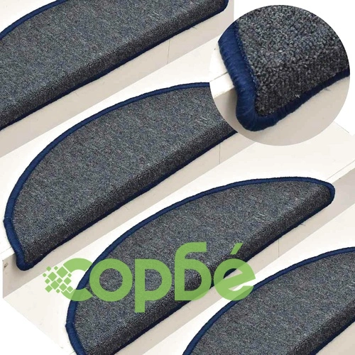 Комплект изтривалки за стълби - 30 броя, тъмно сиво и синьо, 56x17x3 см, с двустранно залепващи ленти ➤ топ цена ➤ sorbe.bg