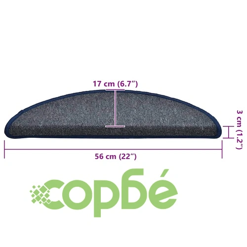 Комплект изтривалки за стълби - 30 броя, тъмно сиво и синьо, 56x17x3 см, с двустранно залепващи ленти ➤ топ цена ➤ sorbe.bg