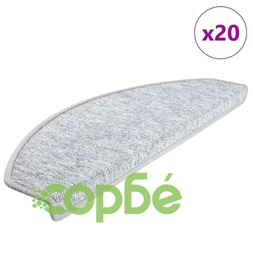 Противоплъзгащи Изтривалки за Стълби 20 бр., Светло Сиви 65x24x4 cm, 100% PP Тъфтинг ➤ топ цена ➤ sorbe.bg